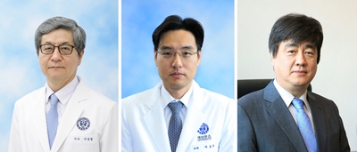 (왼쪽부터) 세브란스병원 안과 이성철 교수, 이승규 교수, 방사선종양학과 금기창 교수.