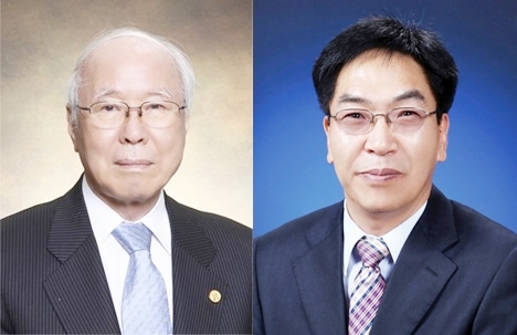 왼쪽부터 서울대약대 이상섭 명예교수, 한양대약대 최한곤 교수.