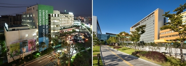순천향대천안병원(왼쪽)과 양산부산대병원 전경. 출처: 각 병원 홈페이지