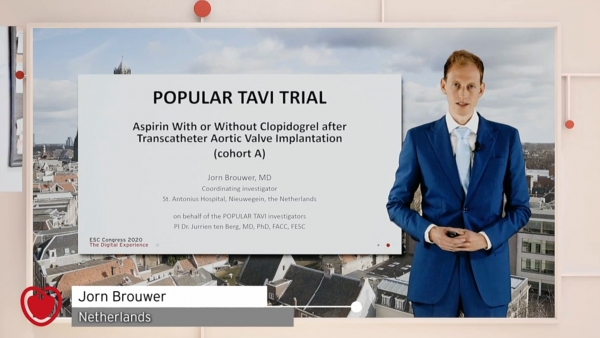 네덜란드 성안토니우스병원 Jorn Brouwer 박사는 온라인으로 열리는 유럽심장학회 연례학술대회(ESC 2020)에서 POPULAR-TAVI 결과를 30일에 발표했다.