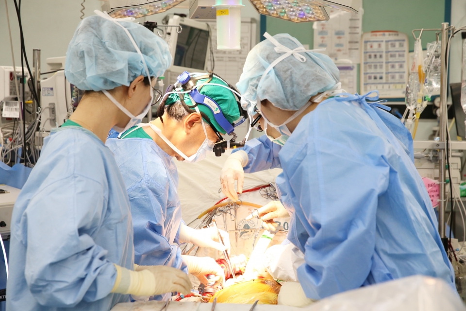 서울아산병원 이승규 교수(간이식·간담도외과)가 7000번째 간이식 수술을 집도하고 있다. 사진제공: 서울아산병원.