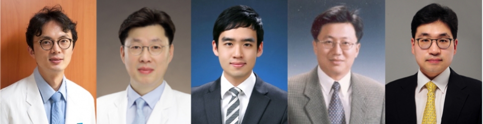 (왼쪽부터) 길효옥, 김찬덕, 박세훈, 하태선, 한승석 교수