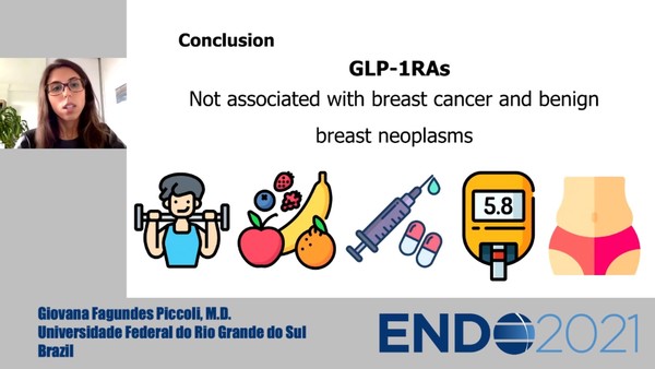 ▲브라질 히우그란지두술 연방대학 Giovana Fagundes Piccoli 교수는 20~23일 온라인으로 열린 미국내분비학회 연례학술대회(ENDO 2021)에서 GLP-1 제제가 유방암 위험을 높이는지 조사한 결과를 발표했다.