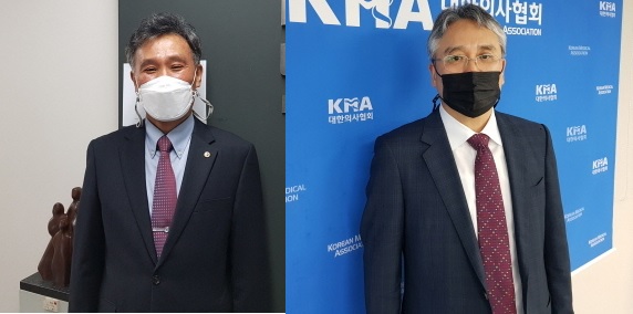 대한의사협회 대의원회 제30대 의장 후보로 출마한 박성민 후보(좌), 임장배 후보(우).