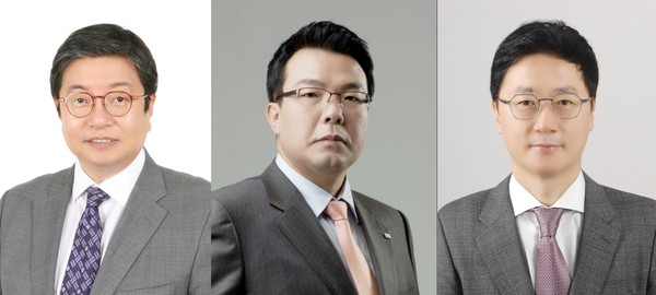 왼쪽부터 동국제약 송준호 총괄사장, 박희재 CFO, 정문환 전무