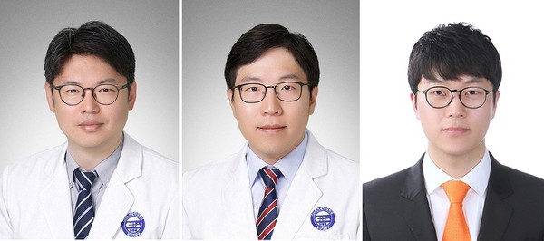 (사진 왼쪽부터) 분당차병원 혈액종양내과 전홍재ㆍ김찬 교수, 이원석 연구교수
