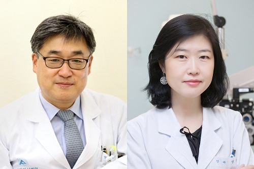 서울아산병원 방사선종양학과 이상욱 교수, 안과 성경림 교수(사진 오른쪽)