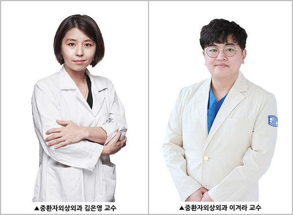 ▲(좌부터)가톨릭대 중환자외상외과 김은영, 이겨라 교수.