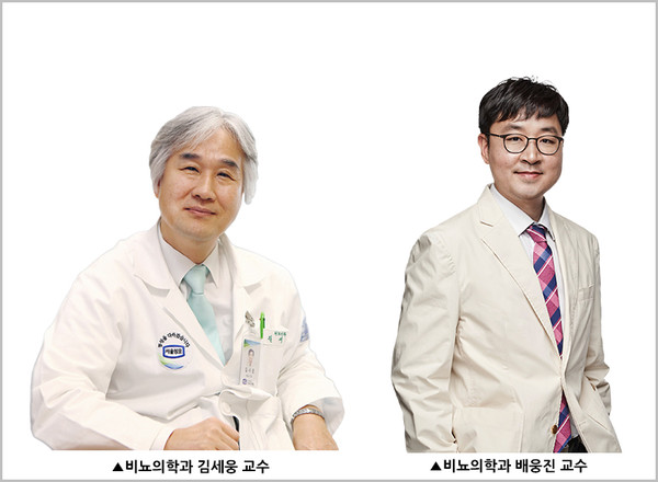▲(좌부터)가톨릭대 서울성모병원 비뇨의학과 김세웅, 배웅진 교수.