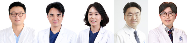 국내 연구팀 의료진(좌측부터 은영규, 강상희, 임선영, 이성환, 김의현 교수)