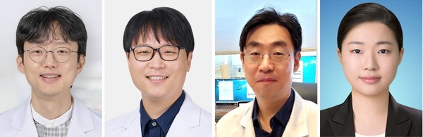 왼쪽부터 아주대병원 이다근 교수, 최재일 연구교수, 서울아산병원 성창옥 교수, 조은정 연구원