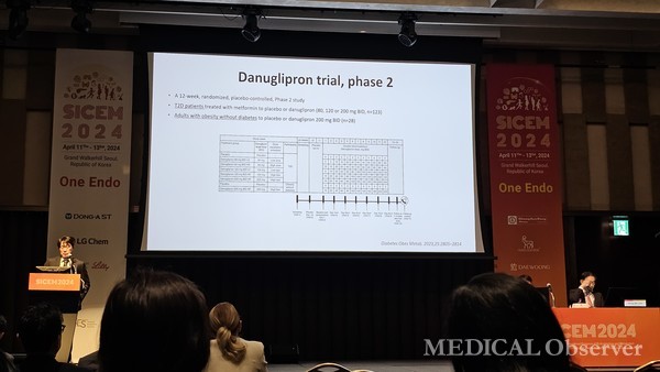 ▲고대 안암병원 김남훈 교수는 11~13일 그랜드 워커힐 서울에서 열린 대한내분비학회 국제학술대회(SICEM 2024)에서 'Oral GLP-1 receptor agonist'를 주제로 발표했다. 