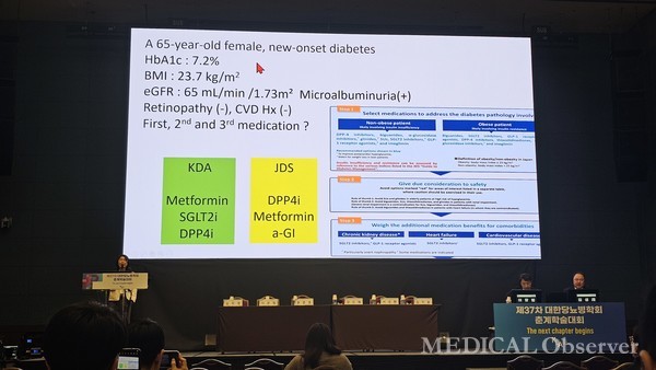 ▲같은 당뇨병 환자일지라도 진료지침에 따라 한국과 일본 의료진이 선택할 1차, 2차, 3차 약제가 다를 것으로 분석됐다.