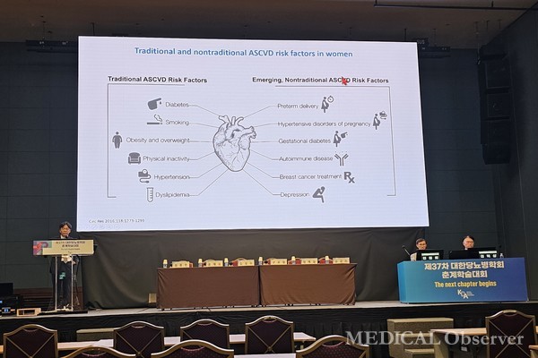 ▲부산대병원 김상수 교수는 2~4일 창원 컨벤션센터에서 열린 대한당뇨병학회 춘계학술대회에서 'Sex differences in cardiovascular complications of type 2 diabetes'를 주제로 강의했다.