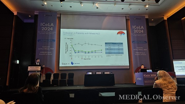 ▲지난 달 26~28일 콘래드 서울에서 열린 한국지질·동맥경화학회 국제학술대회에서 브라질 Moinhos de Vento Hospital의 Andre Zimerman 박사는 'Cutting-edge triglyceride-lowering therapies: can we close the gap in hypertriglyceridemia management?'을 주제로 발표했다.