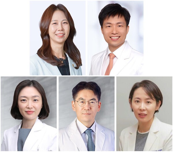 ▲중앙대병원 이다혜 교수(윗줄 좌측), 서울대병원 박재현 교수(윗줄 우측), 분당서울대병원 김화영 교수(아래줄 좌측), 김재현 교수(아래줄 가운데), 고려대안산병원 박지영 교수(아래줄 좌측).