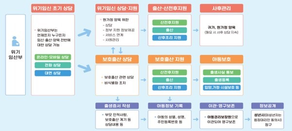 위기임신 및 보호출산 지원 제도 기본체계 (제공 :보건복지부)