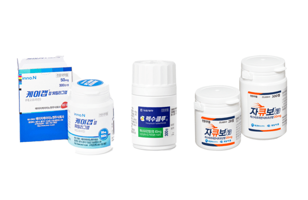 왼쪽부터 HK이노엔 '케이캡', 대웅제약 '펙수클루, 온코닉테라퓨틱스 '자큐보'