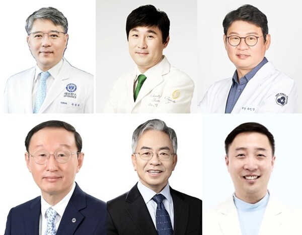 (윗줄 왼쪽부터 시계방향) 구성욱 연세의대 신경외과 교수, 안건영 청담고운세상피부과의원 원장, 유인상 인봉의료재단 영등포병원·뉴고려병원 의료원장, 최주현 눈에 미소안과의원 원장, 이상국 서울대학교 약학대학 교수, 한균희 연세대학교 생명공학과 교수