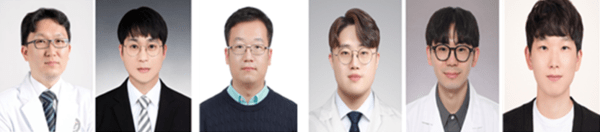 (왼쪽부터) 한림대 춘천성심병원 전진평 교수, 상명대 강성민 교수, 한림대 김종태 박사, 윤동혁 박사, 한성우 박사과정생, 상명대 이은호 석사과정생
