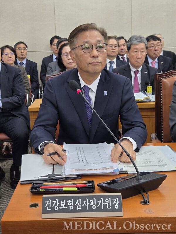 건강보험심사평가원 강중구 원장이 30일 국회 보건복지위원회 종합국정감사에 출석했다.