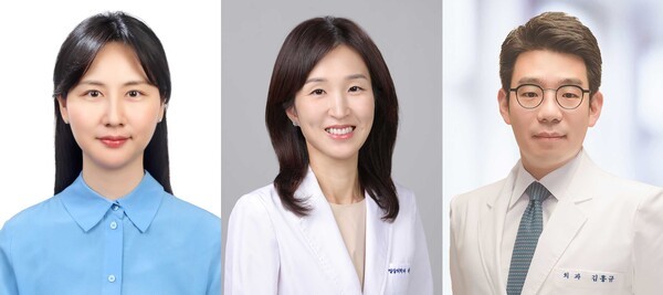 좌측부터, 영상의학과 연희라, 하수민 교수, 유방내분비외과 김홍규 교수